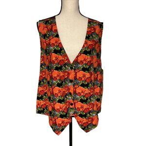 Basic Editions Plus 20W Halloween Vest Top Pumpkin Patch